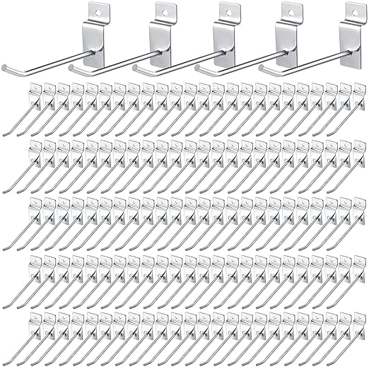 Moxweyeni 100 Pcs Heavy Duty Slatwall Panel Hooks Hanging Metal Slat Wall by Moxweyeni