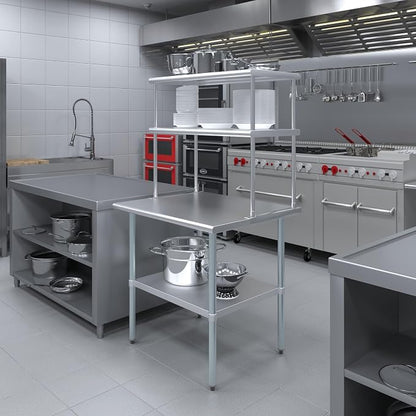 Amgood Stainless Steel Work Table Double Tier Overshelf | Metal Kitchen Prep - Image 4