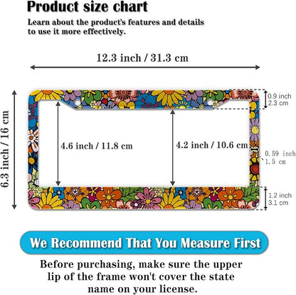 License Plate Frames Multicolor Car Plate Frames Abstract Hippie Flowers - Image 2