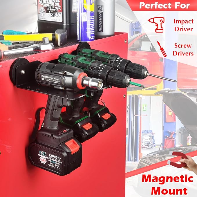 MUTUACTOR Super Power Tool Organizer Heavy Duty, Magnetic Mount Drill Holder - Image 2