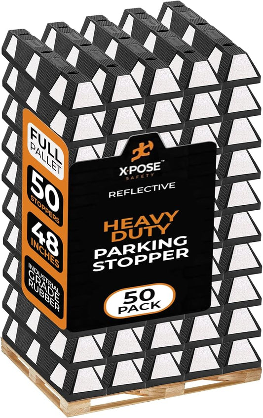 Xpose Safety 48" Heavy Duty Rubber Parking Stopper – Bulk Full Pallet 50 Pack by XposeSafety