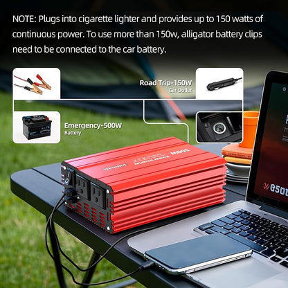 SUNWHEEL 500W Power Inverter DC 12V to 110V AC Car Inverter - Image 7