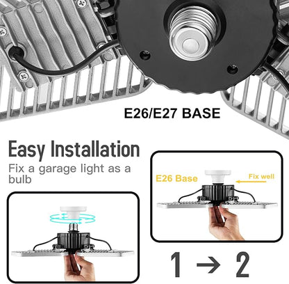 2-Pack Deformable LED Garage Ceiling Lights, 9000 Lumens, 82W CRI 80, - Image 7
