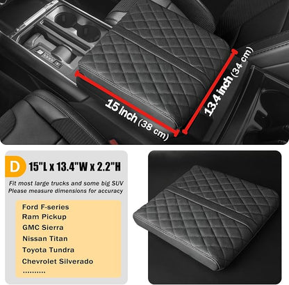 Car Center Console Cover pad Genuine Cowhide Leather, Full size SUV truck arm - Image 3
