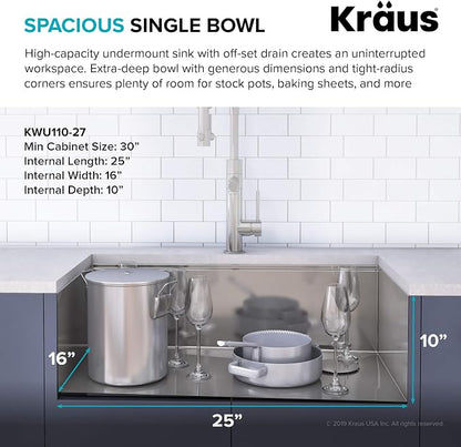 KRAUS Kore Workstation 27-inch Undermount 16 Gauge Stainless Kitchen Sink - Image 3