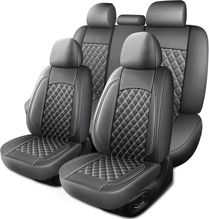 Car Seat Covers Full Set, Breathable and Waterproof Napa Leather Car Seat Cover by HChengkikz
