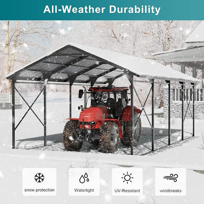 Kullavik 22x12x10 FT Metal Carport, Heavy Duty Carport Canopy - Image 2