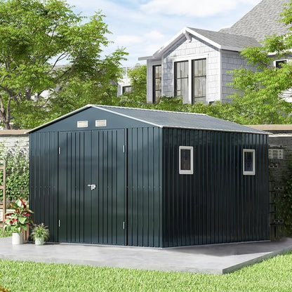 Breezz Outdoor Storage Shed 10X10FT. Utility Tool Shed Metal Storage Garden Shed - Image 2