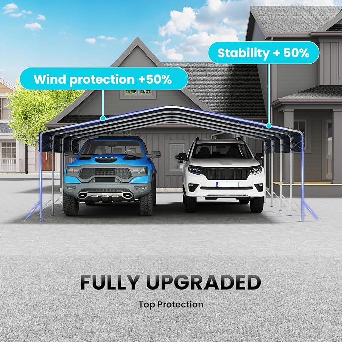Heavy Duty Metal Carport – Sturdy Structure, All-Weather Protection, Easy - Image 6
