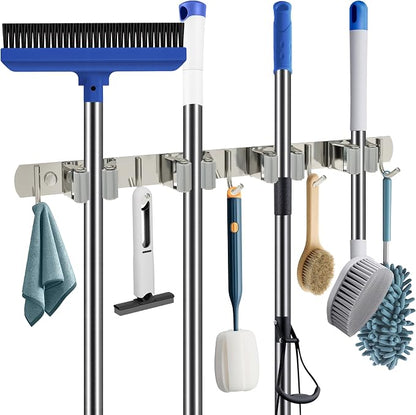 Wall Mounted Broom and Mop Organizer, Heavy Duty Stainless Steel Storage Rack by QRDQIANRUIDA