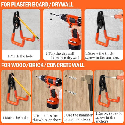 vivicreate 10 Pack Heavy Duty Garage Hooks Wall Mounted Steel Utility Storage - Image 3