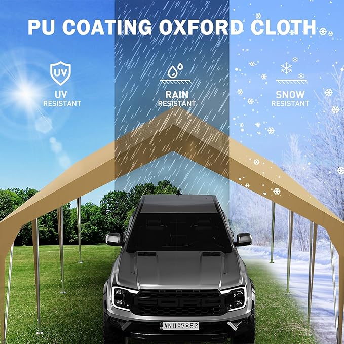 10x20ft Heavy Duty Carport Outdoor Car Canopy UV Resistant Waterproof Party - Image 4