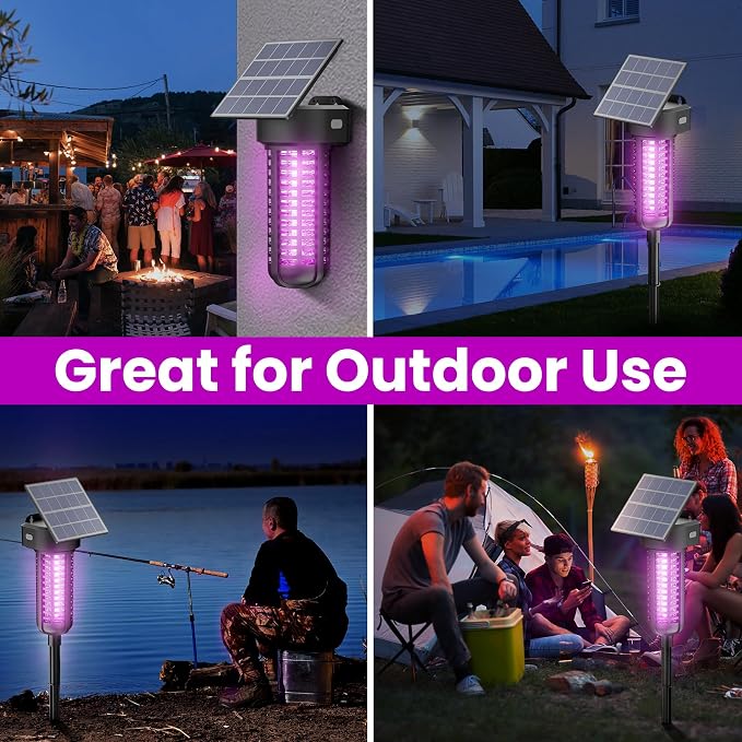 Solar Bug Zapper Outdoor, Garden Mosquito Zapper Waterproof & Cordless & - Image 6