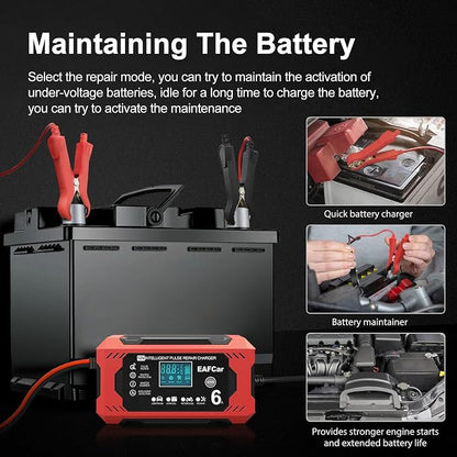 6-Amp Battery Charger, 12V Trickle Charger Car Battery Charger, Smart Automatic - Image 4
