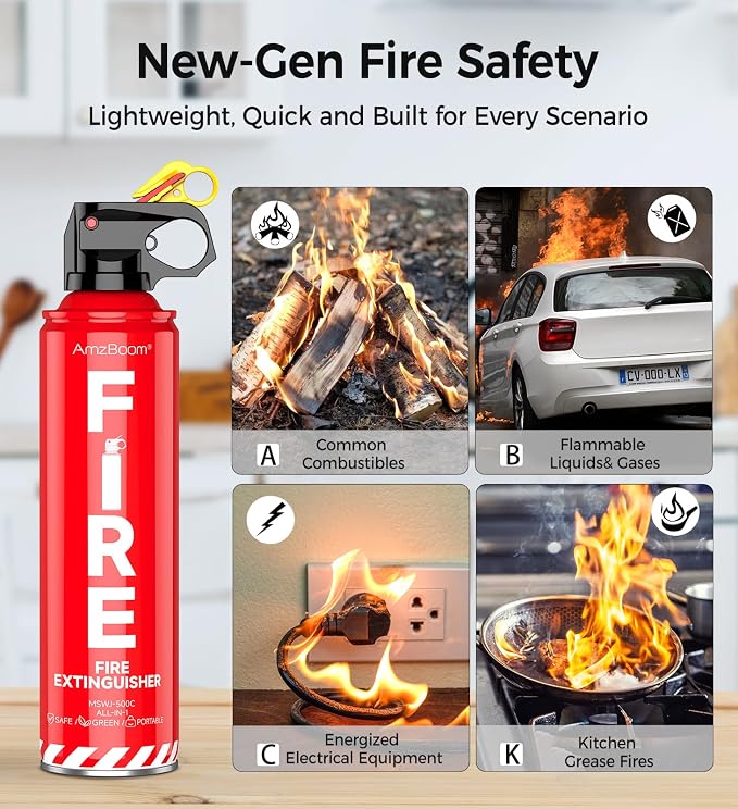 Fire Extinguisher for Home 1Pack, and Grill, Ompact Water-Based A, K - Image 2