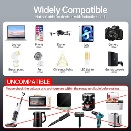 7 in 1 Car Power Inverter, 200W DC 12V to 110V AC Car Inverter - Image 7