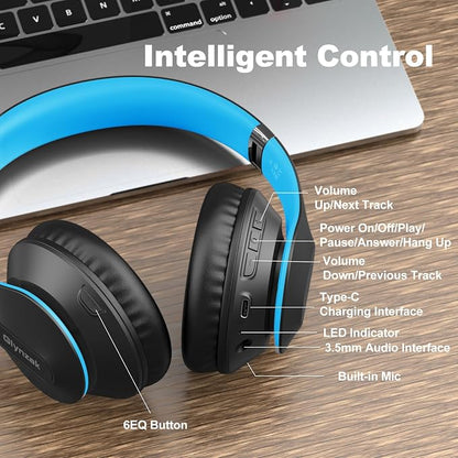 Wireless Bluetooth Headphones Over Ear, 65H Playtime HiFi Stereo Headset - Image 7