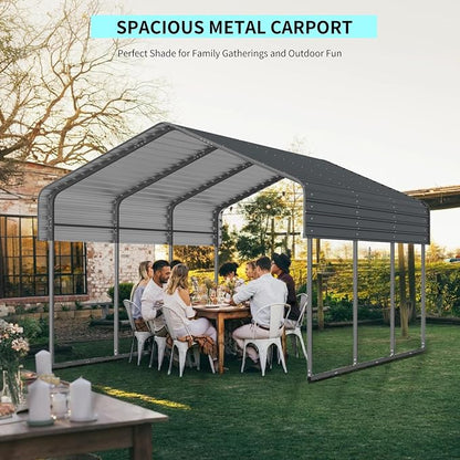 10x15 FT Metal Carport, Heavy Duty Car Port Canopy - Image 4
