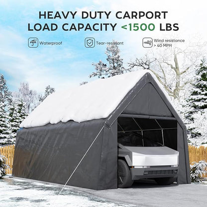 13 x 24 FT Carport, Heavy Duty Car Port Outdoor UV Garage - Image 2