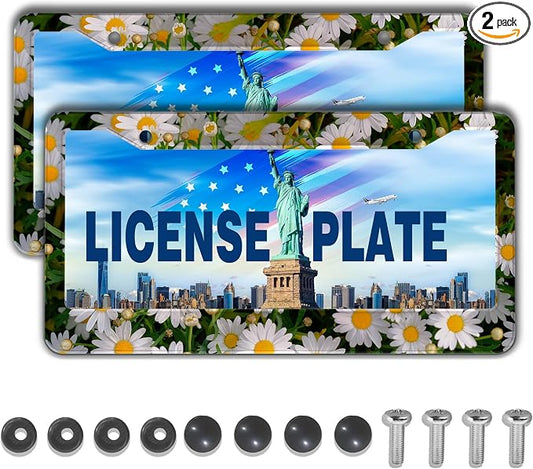 Fun License Plate Frame Cover Multicolor License Plate Frames Daisy Flower by Unknown