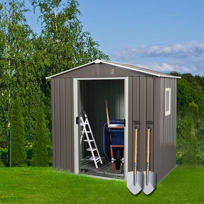 6x5 FT Outdoor Storage Shed, Metal Garden Shed - Image 2