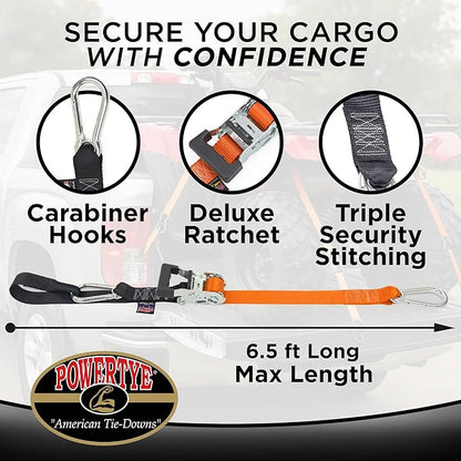 PowerTye 1.5in x 6.5ft Heavy Duty Ratchet Tie-Down Straps - Image 3