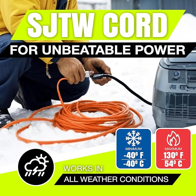 75ft Outdoor/Indoor Extension Cord 12/3 Gauge Extra Heavy Duty 3 Prong SJTW - Image 8