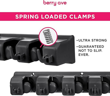 Combo 5 Slot Broom Holder w/ 1 Self Adhesive Mop Gripper No-Drilling, Wall - Image 3