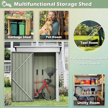 Devoko Outdoor Storage Shed 5 x 3 FT Lockable Metal Garden Shed Steel - Image 4