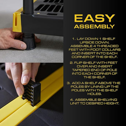CX Black & Yellow®, 5-Tier Heavy Duty Plastic Storage Shelving Unit, - Image 6