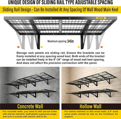 2x3ft 4Pack Wire Shelving Unit Heavy Duty Garage Storage Shelves Wall Mounted - Image 6