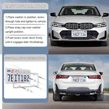 LivTee 4 Holes Stainless Steel License Plate Frames, Automotive Exterior - Image 5