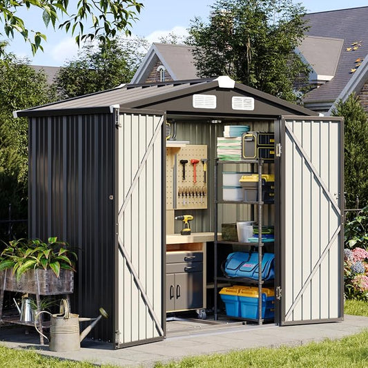 Aoxun 6x3.9 FT Shed with Base Metal Outdoor Storage Shed Garden Shed with by Aoxun