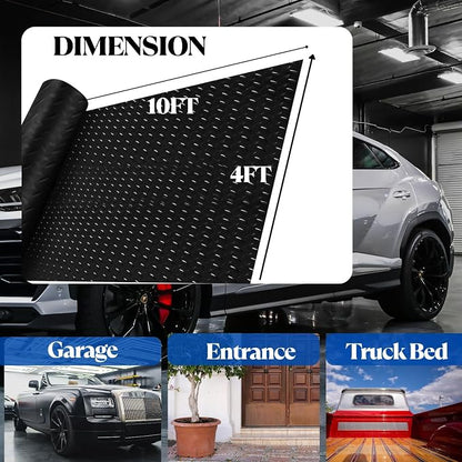 BESEA 4 x 10 FT Garage Floor Mat, Heavy Duty Diamond Plate Rubber Parking Mat – - Image 2