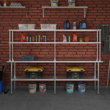 Amgood Stainless Steel Work Table Double Tier Overshelf | Metal Kitchen Prep - Image 8