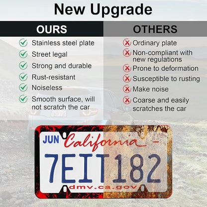 LivTee Black License Plate Frames, 4 Holes Stainless Steel License Plate Covers - Image 6