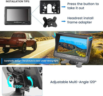 Anina 7 Inch Monitor Quad Split HD Screen 4 Channels RCA Video Inputs - Image 2