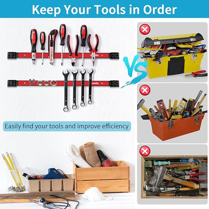 4 Pieces 12" Magnetic Tool Holder Strip, Metal Tool Organizer Rack - Image 5