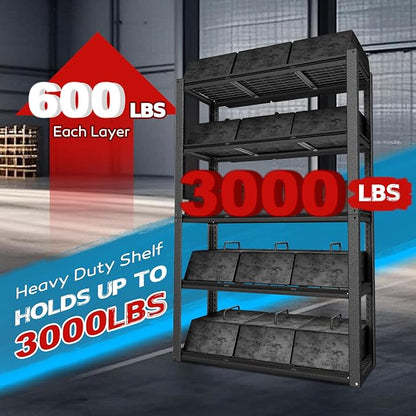MUPATER 72" H x 47.6" W x 18.1" D Metal Storage Shelves, 5 Tier Shelves and - Image 5
