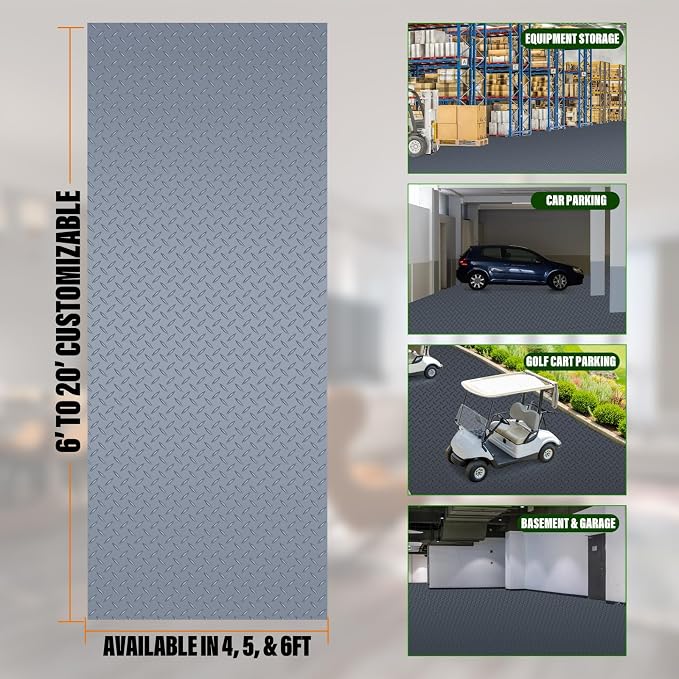 SEAL 4 x 8 Ft Premium Garage Floor Mat, Solid 2.8mm Thick Gray Commercial Grade - Image 2