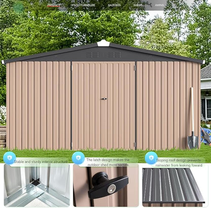 U-MAX 10' x 10' Shed Outdoor Storage Shed Clearance, Metal Garden Large Yard - Image 3
