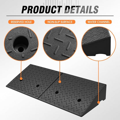 DNA MOTORING 1pcs 5.7" Rise Rubber Curb Ramp Heavy Duty Loading Driveway Ramp - Image 5