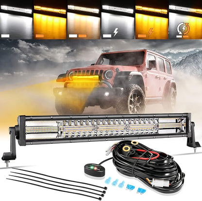 Auxbeam 22 Inch LED Light Bar, 120W 6 Modes Amber White Strobe Fog Lights by Auxbeam