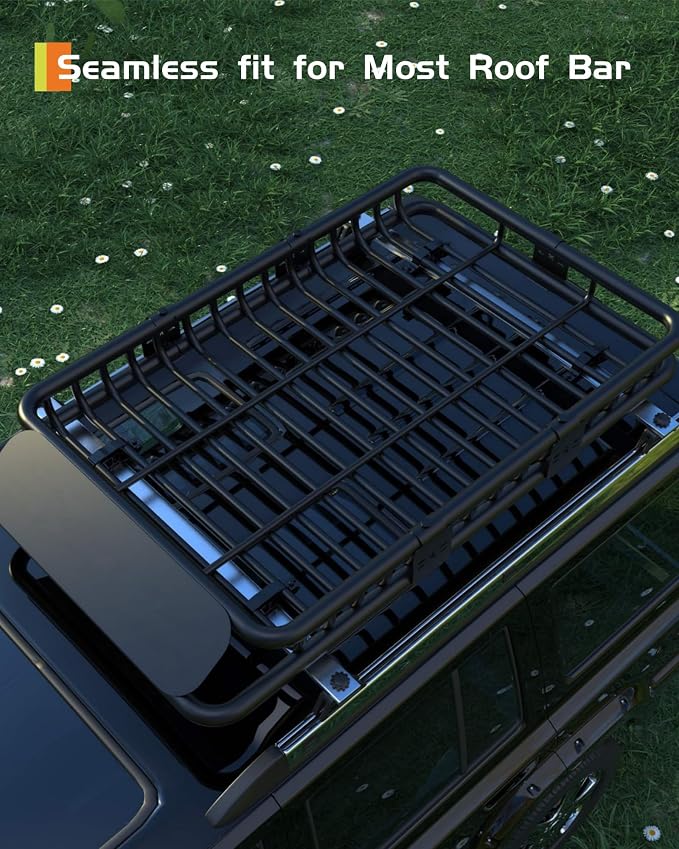 51" x 36" Universal Roof Rack Basket, 200 Lbs Capacity Rooftop Cargo Carrier - Image 7