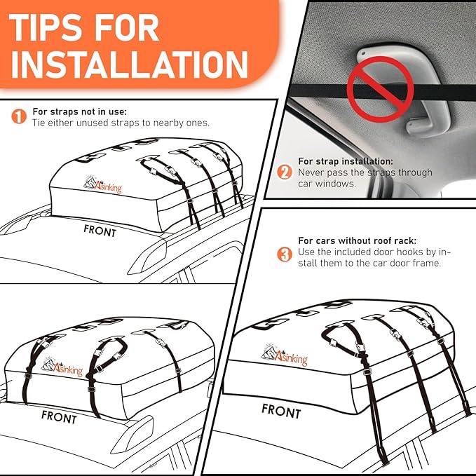 Asinking Car Roof Bag Rooftop top Cargo Carrier Bag 21 Cubic feet Waterproof - Image 7