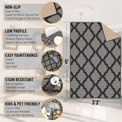 Ottomanson 3'3" x 5' Rugs for Living Room Trellis Area Rug for Bedroom - Image 2