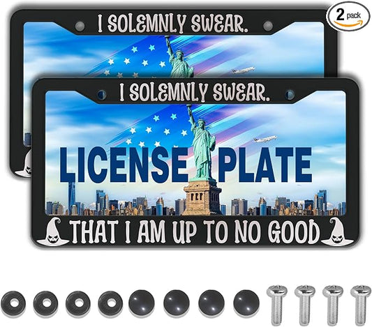 License Plate Holder Black and White License Plate Frames I Solemnly Swear That by Unknown