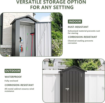 2.5x1.4 FT Outdoor Storage Shed, Small Metal Garden Shed - Image 4