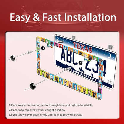 Dog License Plate Frame Puppy Pet License Plate Frames Funny Stainless Steel - Image 3