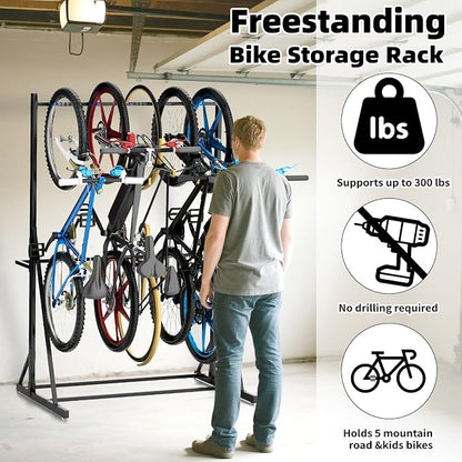 Freestanding Bike Storage Rack Vertical Bike Rack Indoor Garage Floor Stand - Image 4